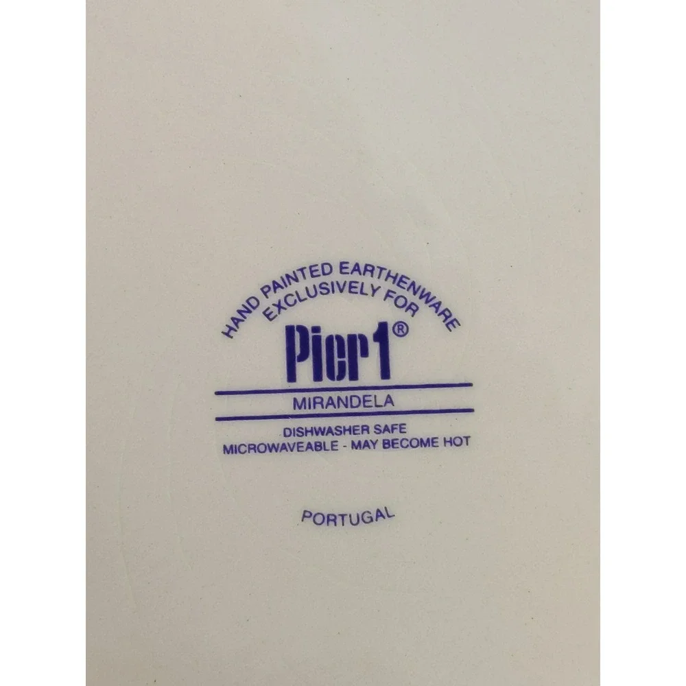 Pier 1 Mirandela Salad Plates 9in Yellow Blue Hand Painted Portugal Set of 2‎